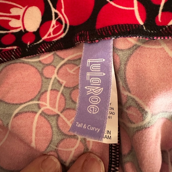 LuLaRoe Mickey Mouse Pink and Black Graphic Leggings tall and curvy - Picture 3 of 4